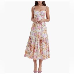House of CB Elia Floral Stretch Cotton Blend Corset Sundress